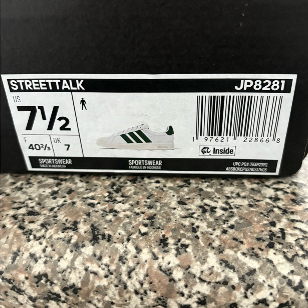 Adidas Streettalk Shoes - White with Green Stripes